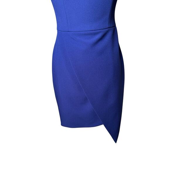 BCBGMAXAZRIA NEW Makenna Halter Dress Blue Asymmetrical Hem Size 8 Cocktail - Picture 3 of 11